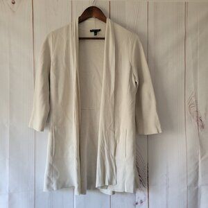 Eileen Fischer Open Front Cardigan, Women’s PS, Cream, Waffle Knit, Silk/Organic